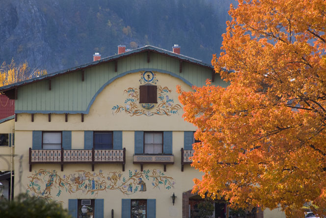 A German building in Leavenworth, Washington in autumn. A German building in Leavenworth, Washington in autumn.